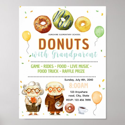 Bearbeitbare Donuts mit Großeltern-Poster Poster (Vorne)