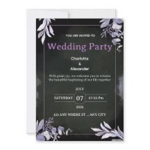 Bearbeitbare dunkle botanische Hochzeitseinladung