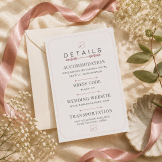 Bearbeitbare Dusty Rose Minimale Hochzeits-Detailk RSVP Karte