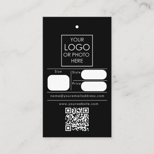 Bearbeitbare Einzelhandelspreis-Tag Kleidung Swing Visitenkarte (Vorderseite)