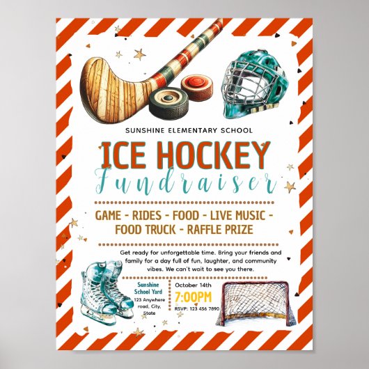 Bearbeitbare Eishockey-Fundraiser-Flugblatt Poster (Vorne)
