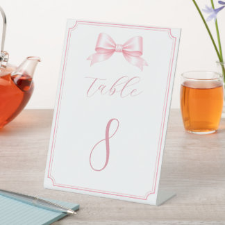 Bearbeitbare elegante rosa Brautparty-Tischnummern Sockelschild