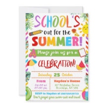 Bearbeitbare End of School Party Schools Out Party