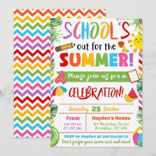 Bearbeitbare End-of-School-Party Schule-Aus-Party Einladung