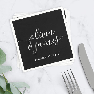 Bearbeitbare Farb-Calligraphy-Schrift Hochzeit Serviette