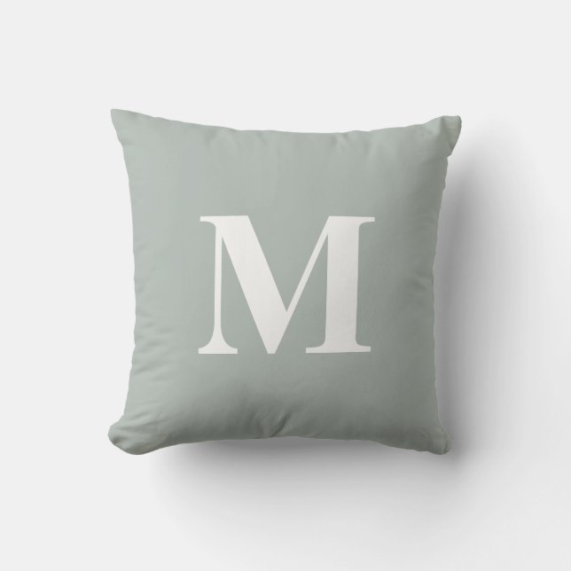 Bearbeitbare Farbe Grün Weiße Monogramm Anfangsbuc Kissen (Vorderseite)