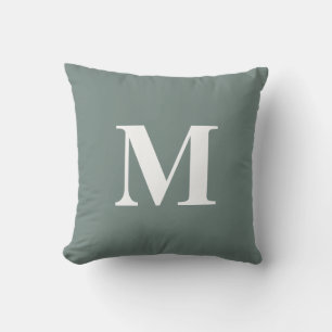 Bearbeitbare Farbe Grün Weiße Monogramm Anfangsbuc Kissen