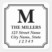Bearbeitbare Farbe Moderne klassische Monogramm-Ad Quadratischer Aufkleber (Vorderseite)