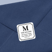 Bearbeitbare Farbe Moderne klassische Monogramm-Ad Quadratischer Aufkleber