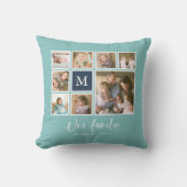 Bearbeitbare Farbmonogramm Unsere Familie Fotocoll Kissen (Vorderseite)