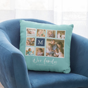 Bearbeitbare Farbmonogramm Unsere Familie Fotocoll Kissen