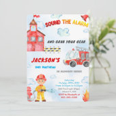 Bearbeitbare Fire Lruck-Einladungen Einladung (Stehend Vorderseite)