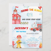 Bearbeitbare Fire Lruck-Einladungen Einladung (Vorderseite)