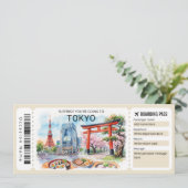 Bearbeitbare Flugticket Tokyo Reise Einladung (Stehend Vorderseite)