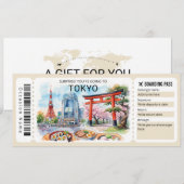 Bearbeitbare Flugticket Tokyo Reise Einladung (Vorne/Hinten)