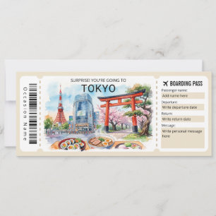 Bearbeitbare Flugticket Tokyo Reise Einladung