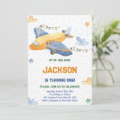 Bearbeitbare Flugzeuge zum Geburtstag Einladung (Stehend Vorderseite)