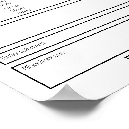 Bearbeitbare Form Monatliche Geschäftskosten Poster (Ecke)