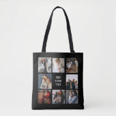 Bearbeitbare Foto Collage Black Tote Bag Tasche (Vorderseite)