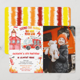 Bearbeitbare Foto-Einladungen für Feuerwehrfahrzeu Einladung