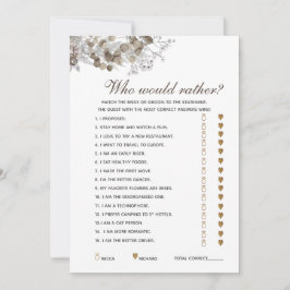 Bearbeitbare Fragen Rustikale Brautparty Game Card Einladung