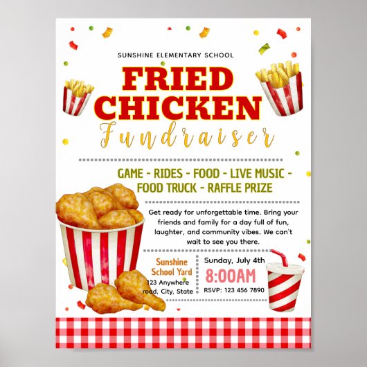 Bearbeitbare Fundraiser-Flugblatt für frittiertes Poster (Vorne)