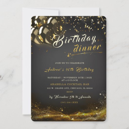 Bearbeitbare Geburtstagsessen Einladung (Vorderseite)