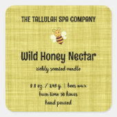 Bearbeitbare gelbe Leinenkkerze Quadratischer Aufkleber (Vorderseite)