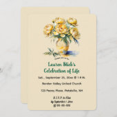 Bearbeitbare gelbe Pfingstrosen Einladung (Vorne/Hinten)