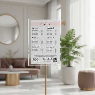 Bearbeitbare Geschäftspreisliste Vorlage Spa, Na Sockelschild