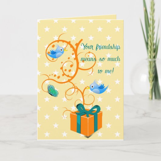 Bearbeitbare Geschenk mit Reben, Vögeln und Schmet Karte (Vorderseite)