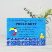 Bearbeitbare geteerte Pool-Party Einladung (Stehend Vorderseite)