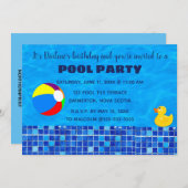 Bearbeitbare geteerte Pool-Party Einladung (Vorne/Hinten)
