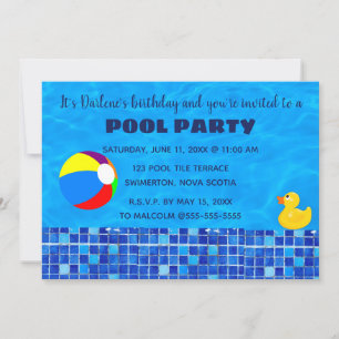 Bearbeitbare geteerte Pool-Party Einladung