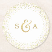 Bearbeitbare Glam Imitate Gold Glitzer Hochzeit Mo Runder Pappuntersetzer (Vorderseite)