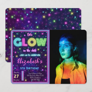 Bearbeitbare Glow-Foto-Einladung Einladung