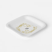 Bearbeitbare goldene florale Hochzeit Pappteller (Gewinkelt)