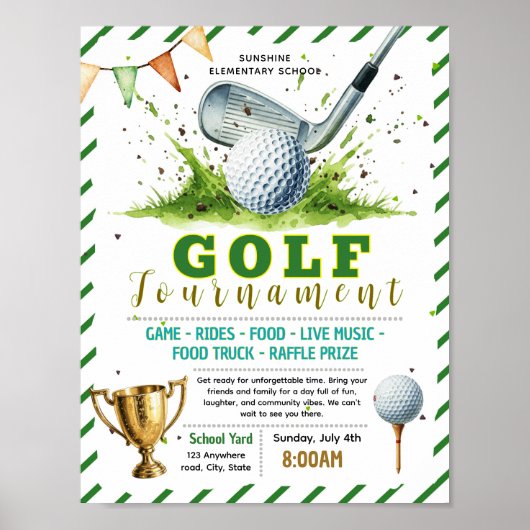 Bearbeitbare Golf-Spendenflyer Poster (Vorne)