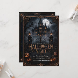Bearbeitbare gothische Halloween-Nacht-Einladung   Einladung