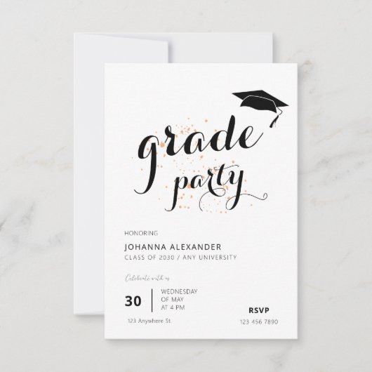 Bearbeitbare Graduierungspartei Einladung (Vorderseite)