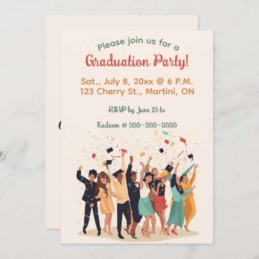 Bearbeitbare Graduierungspartei Einladung (Vorne/Hinten)