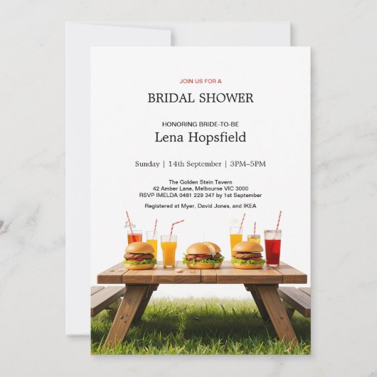 Bearbeitbare GRILLEN Brautparty Cookout-Hochzeit Einladung (Vorderseite)