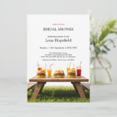 Bearbeitbare GRILLEN Brautparty Cookout-Hochzeit Einladung (Stehend Vorderseite)