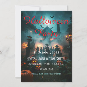 Bearbeitbare Halloween-Einladung für ein Spukhaus  Einladung