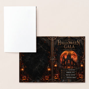 Bearbeitbare Halloween-Gala-Einladung Gothic Folienkarte