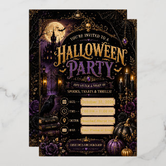 🎃 Bearbeitbare Halloween-Party-Einladung 2026 | S Folieneinladung