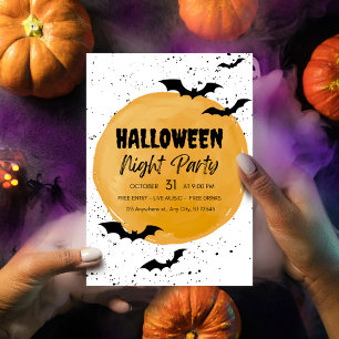 Bearbeitbare Halloween-Party-Einladung schwarze Fl Feiertagspostkarte