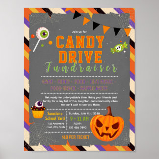 Bearbeitbare Halloween-Süßigkeiten-Aktion Fundrais Poster