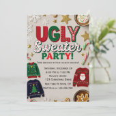 Bearbeitbare hässliche Weihnachtspullover-Party Einladung (Stehend Vorderseite)