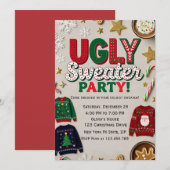 Bearbeitbare hässliche Weihnachtspullover-Party Einladung (Vorne/Hinten)